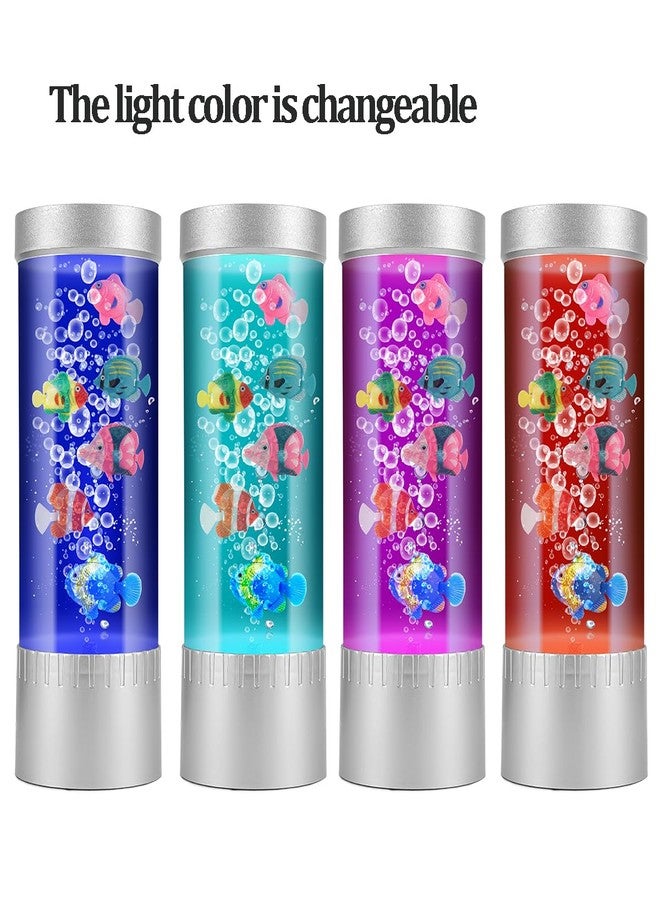 Handsbrain Bubble Fish Lamp with 6 Floating Fake Fish - LED Aquarium Night Light with Bubbles - Cylindrical Transparent Tank, Perfect for Kids’ Rooms, Offices, and Living Spaces - Image 2